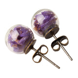 Natural Art Cute Ear Stud Moss Dandelion Lavender Dry Flower Earrings