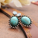 6 Pairs of Turquoise Ear Stud Alloy Rhinestones Earrings Set