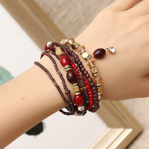 Women's Bohemian Bracelet Colorful Multilayer Beads Charming Bracelet