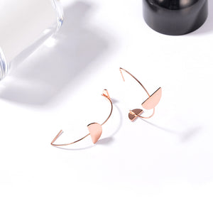 Fashion Simple Style Rose Gold Plated Arc Line Semicircle Charm Earrings Jewelry for Women