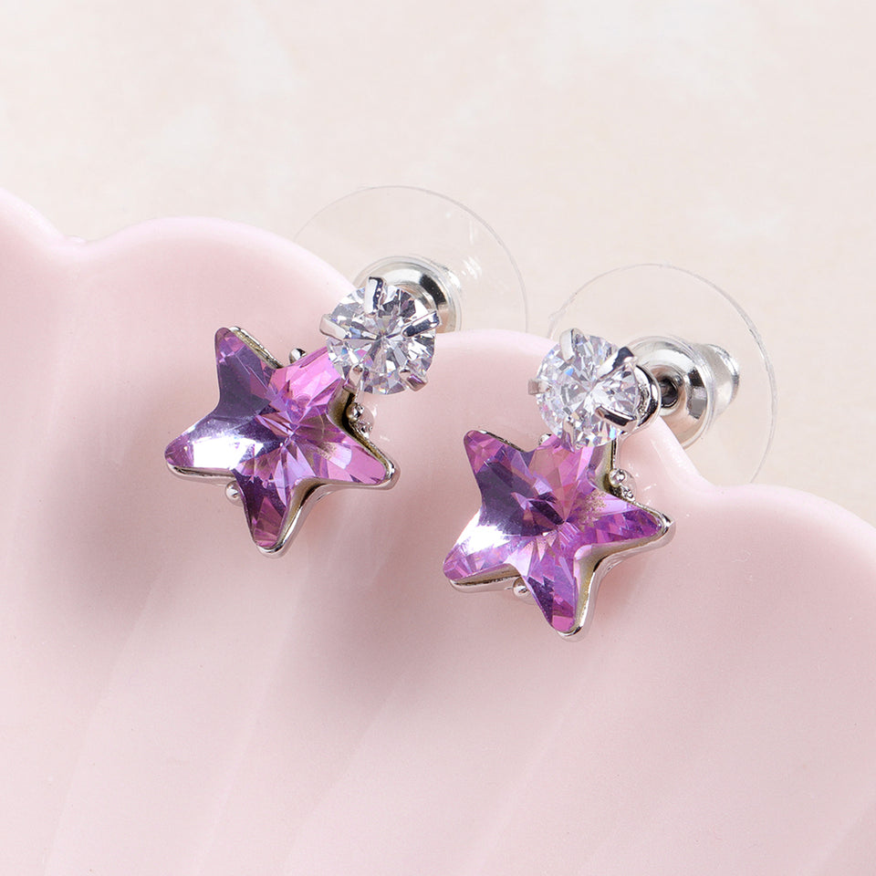 Simple Star Ear Stud Earring Dazzling Cubic Zirconia Star