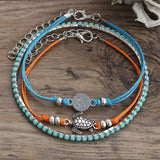 3 Pcs/set Turtle Rune Charm Multilayer Anklets Bracelets