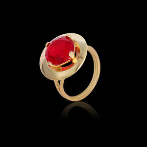 Ruby Crystal Gold Plated Fine Copper Elegant Finger Ring Fine Jewelry for Women