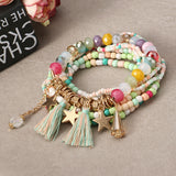 Bohemian Women's Bracelet Tassel Star Crystal Beads Bracelet Gift for Women