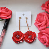 Women's Trendy 4 Colors Acrylic Flower Long Earrings Jewelry