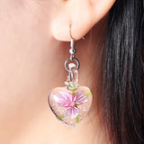 Flower Pattern Heart Dangle Earring for Women