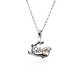 Retro Pearl Necklace Exquisite Cool High Polished Shark Pendant Chain Jewelry for Men Women Gift 