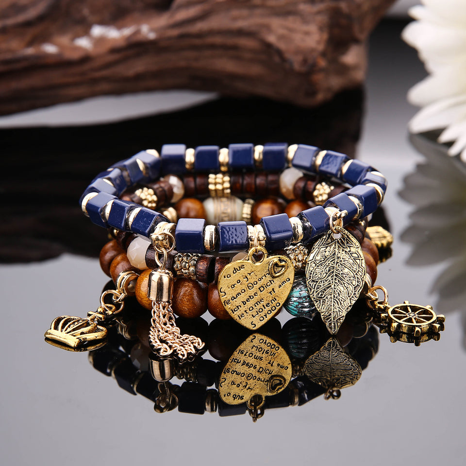 Charm Multilayer Tassel Bracelets Leaf Anchor Bracelet