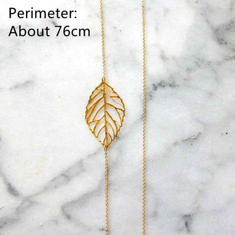 Elegant Gold Silver Hollow Leaf Pendant Necklaces for Women