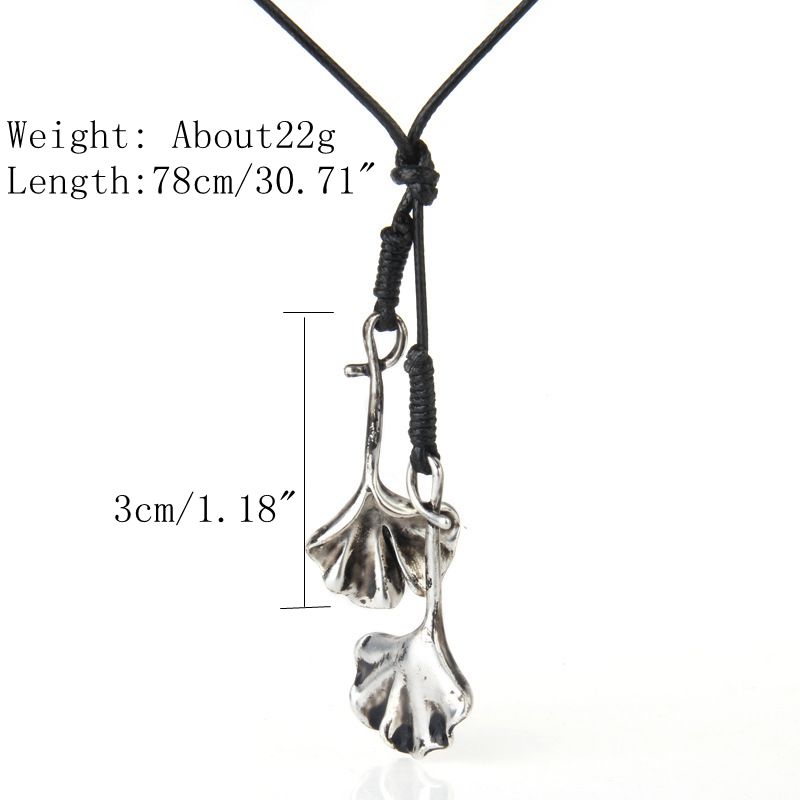 Unisex Ethnic Apricot Leaves Pendant Handmade Long Necklaces
