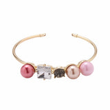 Trendy Open End Artificial Pearl Rhinestone Geometric Bracelets Gift for Women