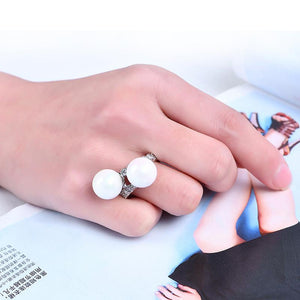 Elegant Ring Pearl Full Zircon Irregular Women Ring